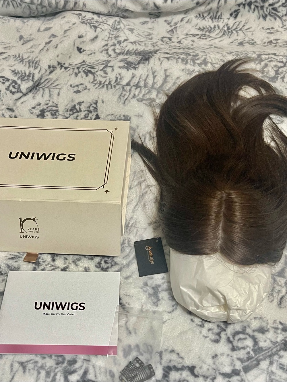 UniWigs Aura PS2102 Remy Human Hair Topper 12" 210 Truffle Brown (NEW)
